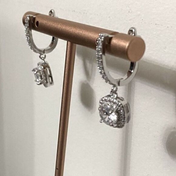 The Bling 925 Silver Drop White Sapphire Earrings - Picture 5 of 6